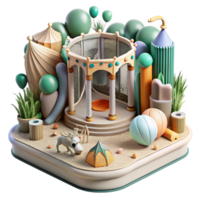 wonderful artistic Detailed View of Zoo Enclosure with Enrichment Items Transparent Background exclusive png