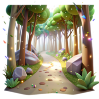 wonderful abstract Forest Path Sunlight Filtering Through Trees Isolated professional png