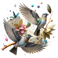 elegant modern Bird Migration Landing Isolated Branch Detail Transparent Background exclusive png