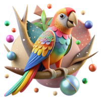 extraordinary rustic Colorful Parrot on Branch Isolated exclusive png