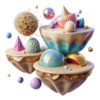dramatic creative Floating Islands Representing Different Theories Transparent high quality png