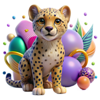 beautiful modern Ai Monitoring Cheetah Cub Isolated genuine png
