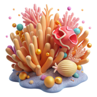 elegant abstract Coral Reef and Colorful Sponge Cutout Isolated genuine png