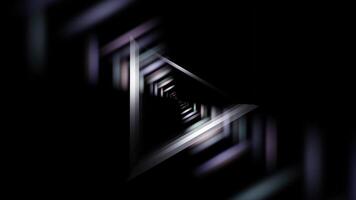 Spinning White Neon Triangle Loop on Dark Background with Futuristic Holographic Glow video