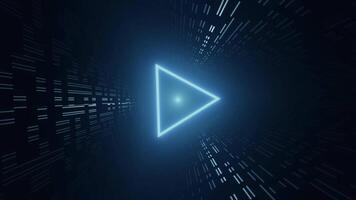 Neon Blue Triangular Sci-Fi Tunnel with Fog Haze Seamless Motion Loop video