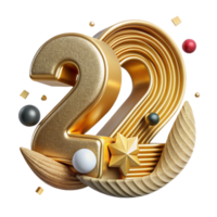 elegant rustic Art Deco Font Number 2 Cutout Gold authentic png