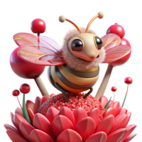 serene vintage Bee on Red Clover Flower Close Up Transparent Background high resolution png