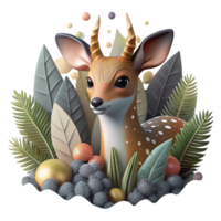 serene creative Deer Fawn Hiding in Bushes Isolated Camouflaged View png