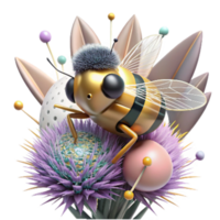 impressive vintage Detailed View of Bumblebee on Thistle Isolated professional png
