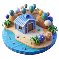 stunning classic Coastal Farm with Ocean View with Blue Color Isolated professional png