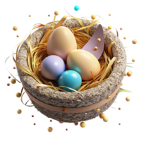 serene modern Bird Nest with Eggs Isolated on Transparent Background high resolution png