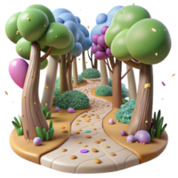 vibrant classic Forest Path Trees Cutout on Transparent Background premium png