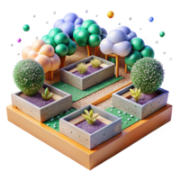 magnificent rustic Community Garden with Raised Beds Isolated high resolution png