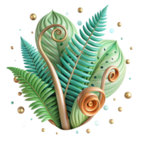 serene minimalist Fern Fronds Unfurling Isolated high quality png