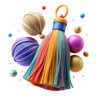 beautiful artistic Colorful Yarn Tassel Fringe Transparent Background authentic png
