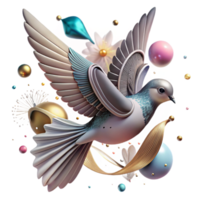 serene contemporary Bird in Flight Top View Transparent Element premium png