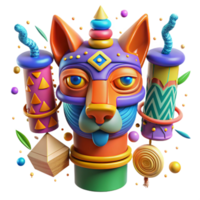 vibrant minimalist Brightly Colored Totem Depicting Animal Spirits Isolated authentic png