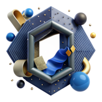 stunning artistic Dark Blue Geometric Frame Cutout genuine png