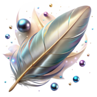 impressive modern Bird Feather with Light Reflection Isolated Element authentic png