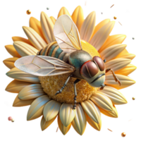 wonderful modern Close Up of Hoverfly on Sunflower Transparent Background authentic png