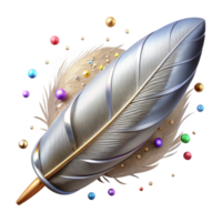 dramatic modern Bird Feather with Foil Texture Isolated Element exclusive png