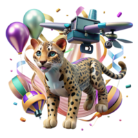 extraordinary classic Drone Photographing Clouded Leopard Cub Transparent Background exclusive png