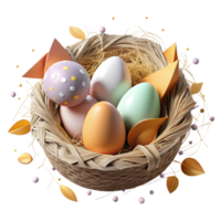 wonderful rustic Bird Nest with Eggs Isolated on Transparent Background png