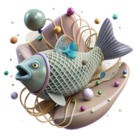 stunning modern Fish Caught in Ghost Net Isolated Transparent Background Underwater Scene original png