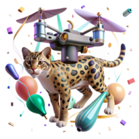 vibrant artistic Drone Photographing Clouded Leopard Cub Transparent Background genuine png