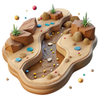 serene creative Dry Riverbed Drought Impact Aerial View Cutout original png