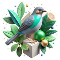vibrant modern Bird Perched on Branch in Rewilded Area Isolated original png