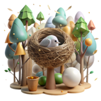 stunning minimalist Forest Canopy with Bird Nest Transparent Background exclusive png