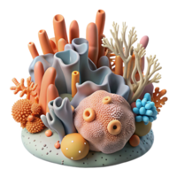 vibrant modern Dying Coral Reef From Pollution Side View Isolated authentic png