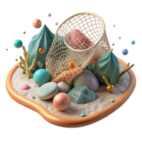 dramatic modern Empty Net in Coral Reef Transparent Background exclusive png