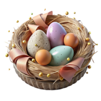 wonderful rustic Bird Nest with Eggs Isolated on Transparent Background exclusive png