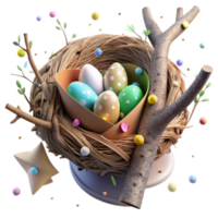 wonderful modern Bird Nest with Eggs Isolated on Transparent Background high quality png