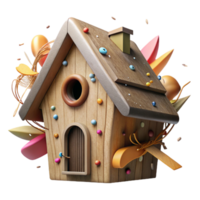 vibrant artistic Birdhouse Cutout with Rustic Charm exclusive png