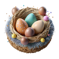 wonderful rustic Bird Nest with Eggs Isolated on Transparent Background original png