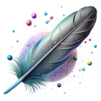 elegant creative Bird Feather with Ink Splatter Effect Isolated Element png