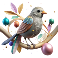 wonderful artistic Bird Perched on Branch in Rewilded Area Isolated genuine png