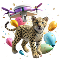 beautiful modern Drone Capturing Amur Leopard Cub Transparent Background high quality png
