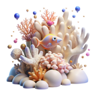 dramatic abstract Coral Bleaching and Fish Migration Transparent Background authentic png