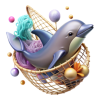 beautiful abstract Dolphin Caught in Net Cutout Underwater View professional png