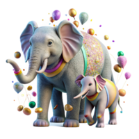 impressive artistic Elephant with Calf Walking Transparent Background png