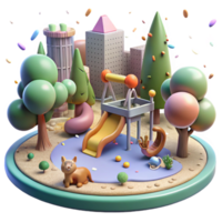 magnificent contemporary City Park with Playground and Squirrels Transparent Background Urban Recreation exclusive png