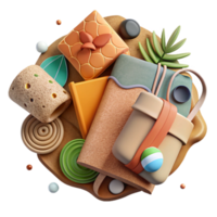 serene artistic Eco Friendly Travel Essentials Flat Lay Cutout high resolution png