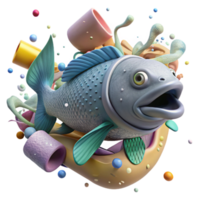 serene classic Fish Struggling in Polluted Water Isolated high resolution png