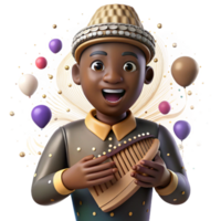 beautiful minimalist African Mbira Player Close Up View Cutout premium png