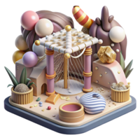 magnificent minimalist Detailed View of Zoo Enclosure with Enrichment Items Transparent Background exclusive png