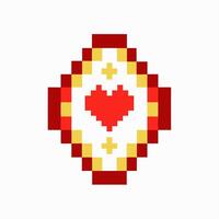 Pixelated Heart with Crosses and Geometric Patterns on White Background vector